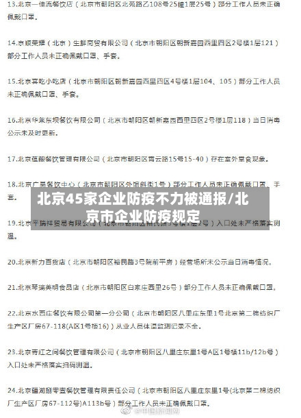 北京45家企业防疫不力被通报/北京市企业防疫规定-第2张图片