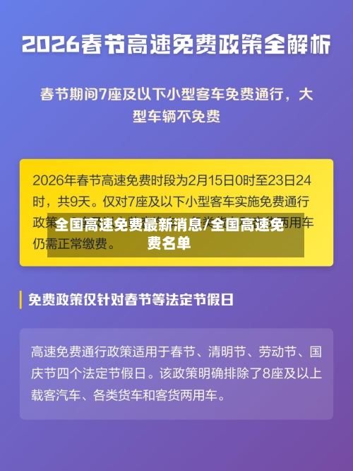 全国高速免费最新消息/全国高速免费名单