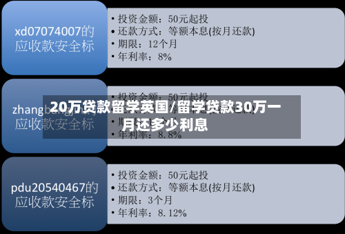 20万贷款留学英国/留学贷款30万一月还多少利息-第2张图片